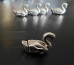 Set 5 vintage zilverkleurige zwaan plaatskaartjes 60/70, Ophalen of Verzenden