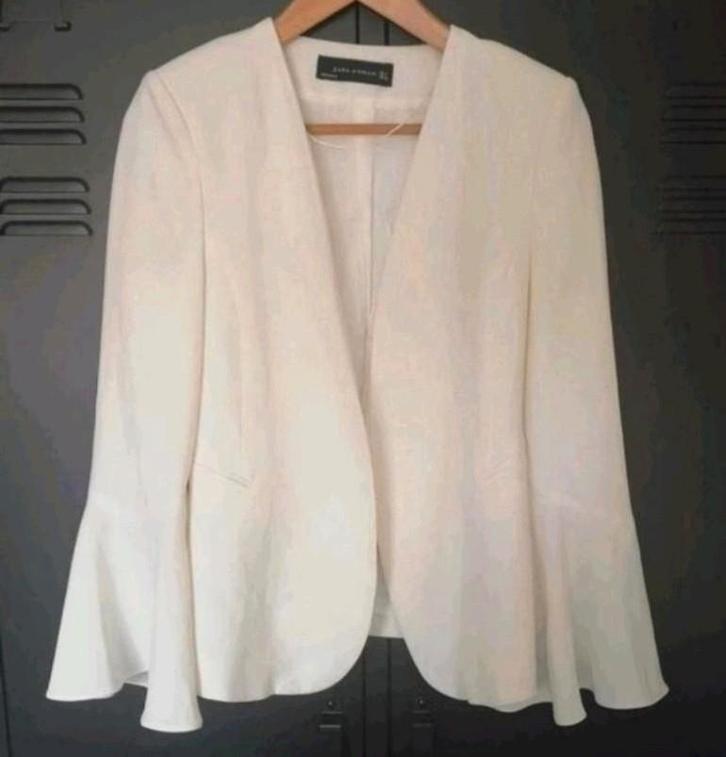 Zara Woman blazer jasje ZGAN maat S, Kleding | Dames, Jasjes, Kostuums en Pakken, Zo goed als nieuw, Jasje, Maat 36 (S), Wit, Ophalen of Verzenden