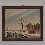 Oud Hollands Winterlandschap Schilderij, Ophalen of Verzenden