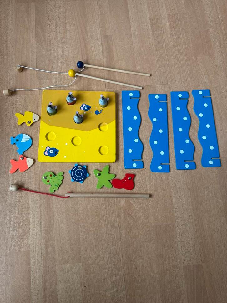 Oud Houten Visspel - Leuk & Leerzaam!, Kinderen en Baby's, Speelgoed | Educatief en Creatief, Gebruikt, Knutselen, Ophalen