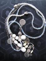 NIEUW: BOHO STYLE IBIZA ketting wit transparant beads coins, Verzenden, Wit, Nieuw, Overige materialen