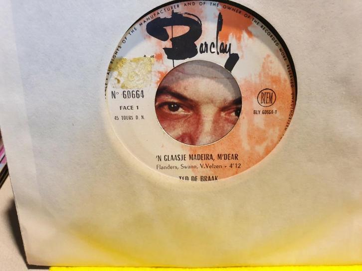 Ted de Braak - 'n glaasje Madeira, m'dear (w3), Cd's en Dvd's, Vinyl Singles, Ophalen of Verzenden
