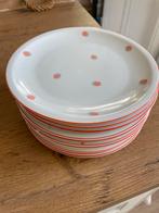 Vintage Aardewerk Borden met Rood oranje Stippen, Ophalen, Gebruikt, Bord(en), Overige stijlen