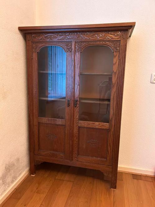 Art Deco kast, vitrine-, boekenkast verfijnd houtsnijwerk, Antiek en Kunst, Antiek | Meubels | Kasten, Ophalen