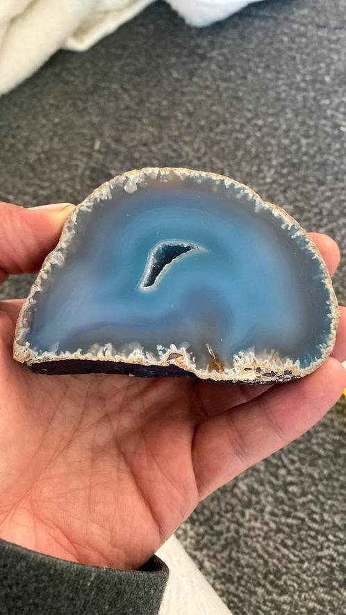 Blauwe en turquoise agaat, Verzamelen, Mineralen en Fossielen, Mineraal, Ophalen of Verzenden