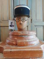 Antieke franse politie pet sjako & houten hoedenkop, Antiek en Kunst, Ophalen of Verzenden