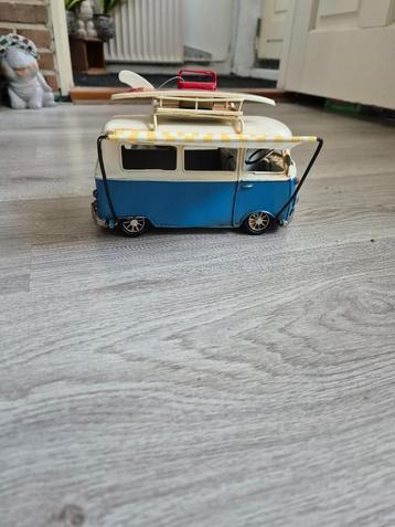 metalen bus auto met luifel en foto lijst blauw beschikbaar voor biedingen