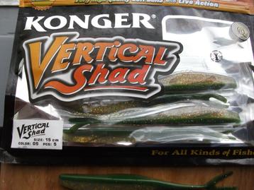 5 stuks Konger Vertical Shad / roofvis shads /kunstaas shads beschikbaar voor biedingen