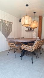 Mooie acaciahouten boomstamtafel van 220x100 cm, Ophalen, 100 tot 150 cm, 200 cm of meer, Zo goed als nieuw