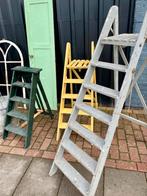 Oude houten ladders, decoratie ladder, trap, uitklapbaar, Huis en Inrichting, Woonaccessoires | Overige, Gebruikt, Ophalen