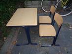 10 Blauwe lessenaars met 2 verschillende hoogtes van stoelen, Ophalen of Verzenden, Zo goed als nieuw, Tafel(s) en Stoel(en)