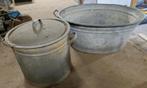 Oude zinken emmer en teil - Antiek, Ophalen, Gebruikt