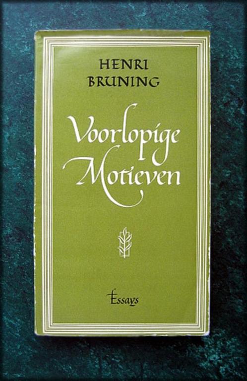 VOORLOPIGE MOTIEVEN - Henri Bruning - Essays  - Henricus Jos, Boeken, Essays, Columns en Interviews, Zo goed als nieuw, Eén auteur