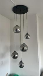 Hanglamp Gerookt Glas 5 Bollen + IKEA Tradfri, Huis en Inrichting, Lampen | Hanglampen, Ophalen, Zo goed als nieuw, Glas, 75 cm of meer