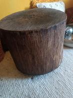 Boomstam tafel op wieltjes, Huis en Inrichting, Tafels | Bijzettafels, Minder dan 45 cm, Minder dan 55 cm, Gebruikt, Rond