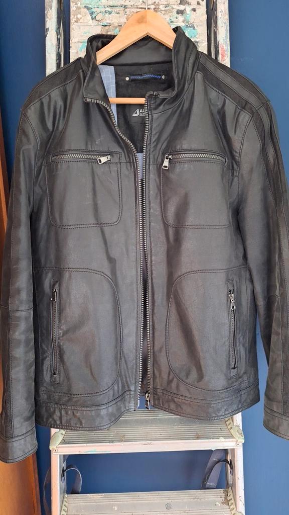 Zwart leren jas  - ZGAN! maat L, Kleding | Heren, Jassen | Winter, Zo goed als nieuw, Maat 52/54 (L), Zwart, Ophalen of Verzenden