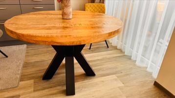Ronde eettafel mangohout 120 cm  beschikbaar voor biedingen