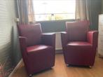 Leuke aubergine kleurige fauteuils van leer!, Huis en Inrichting, Fauteuils, Ophalen, Gebruikt, Minder dan 75 cm, Leer