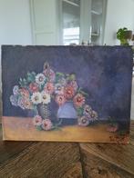 Bloemen in mand - Vintage schilderij, Ophalen of Verzenden