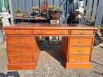 Klassieke Engelse schrijftafel, bureau, desk, met lederen in
