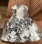 Jessica Witte vintage zomerjurk met zwarte bloemen maat 40, Maat 38/40 (M), Jessica, Wit, Ophalen of Verzenden