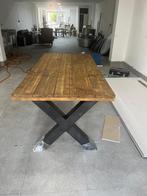 Rechthoekige houten eettafel + salon tafel, Ophalen, Gebruikt, 100 tot 150 cm, Hout look, modern