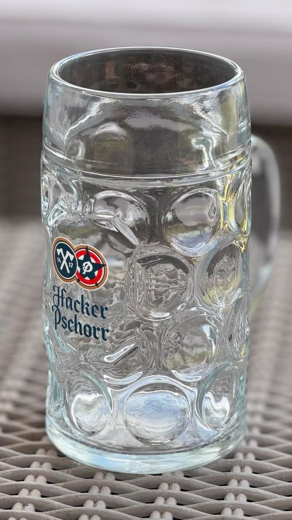 Hacker Pschorr en Paulaner Bierpul Bierpullen, Huis en Inrichting, Keuken | Servies, Zo goed als nieuw, Glas of Glazen, Overige stijlen