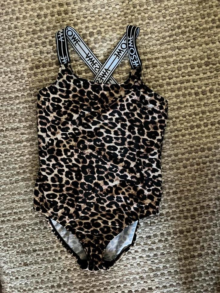 Leuk en fijn badpak met panterprint maat 134-140, Kinderen en Baby's, Kinderkleding | Kinder-zwemkleding, Zo goed als nieuw, Badpak