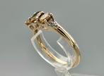 Gouden Vintage ring edelsteen citrien en diamant. 2025/674., ., Geel, Ophalen of Verzenden, Zo goed als nieuw
