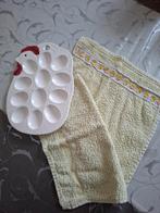 Aardewerk eierbord voor gevulde eieren, gastendoekje gebordu, Overige typen, Ophalen of Verzenden, Zo goed als nieuw, Overige stijlen