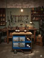 Metalen vintage werkbank werkplaatskast, Ophalen, Gebruikt, 50 tot 100 cm, Vintage industrieel