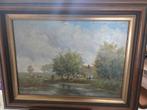 Schilderij: Landschap met koeien en water, Ophalen of Verzenden