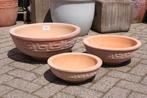 Set van 3 ronde terracotta bloempotten schalen terras tuin, Tuin en Terras, Bloempotten, Tuin, Rond, Nieuw, Minder dan 40 cm