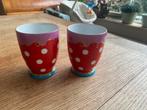 2 oilily bekers met stippen, Huis en Inrichting, Keuken | Servies, Ophalen of Verzenden, Zo goed als nieuw, Overige stijlen, Kop(pen) en/of Schotel(s)
