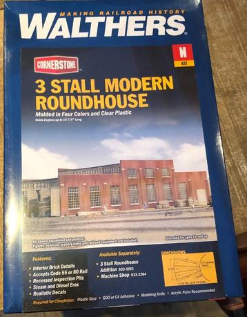 Walthers Cornerstone 3 stall modern roundhouse N kit beschikbaar voor biedingen