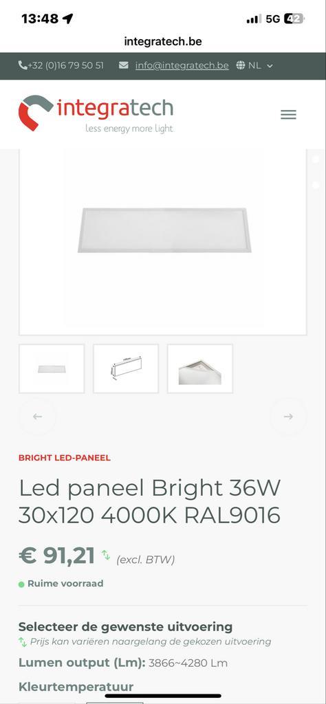 LED Paneel Bright 36W 30x120 4000K Nieuw, Huis en Inrichting, Lampen | Hanglampen, Nieuw, Minder dan 50 cm, Kunststof, Ophalen of Verzenden