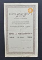 Tabak Maatschappij Krapoh (Ned.Indie) - 1922, Postzegels en Munten, Aandelen en Waardepapieren, Verzenden, 1920 tot 1950, Overige typen