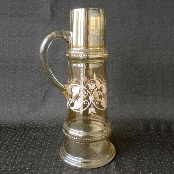 Grote glazen Waterkan / Schenkkan goudluster - Bohemen 1900 beschikbaar voor biedingen