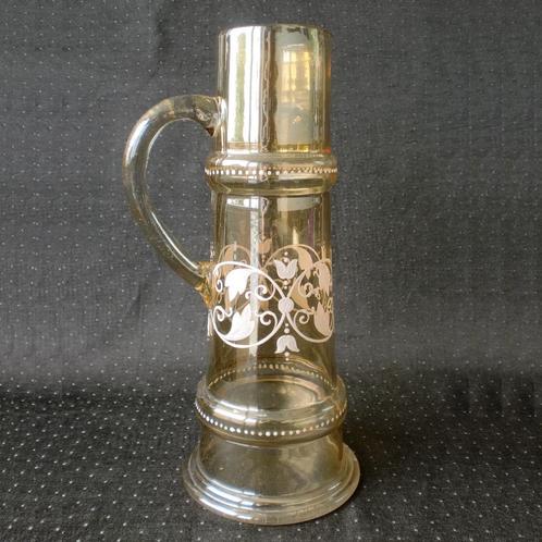 Grote glazen Waterkan / Schenkkan goudluster - Bohemen 1900, Antiek en Kunst, Antiek | Glas en Kristal, Ophalen of Verzenden