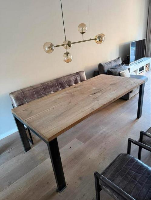 Eiken houten tafel van robuuste tafels, Huis en Inrichting, Tafels | Eettafels, Zo goed als nieuw, 50 tot 100 cm, 200 cm of meer