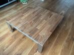 Houten Salontafel met RVS Metalen Poten, Ophalen, Gebruikt, 100 tot 150 cm, Vierkant