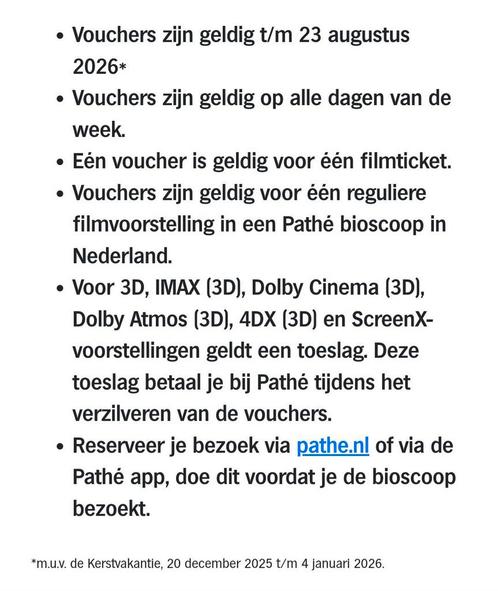 Pathe bioscoop tickets, Tickets en Kaartjes, Overige Tickets en Kaartjes, Twee personen