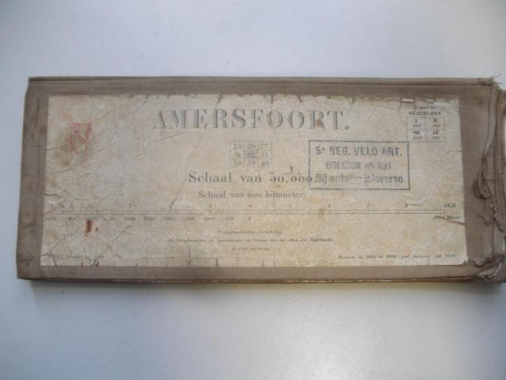 13; oude stafkaart op linnen Amersfoort nr 32 na 1911, Verzamelen, Militaria | Algemeen, Landmacht, Boek of Tijdschrift, Nederland