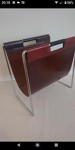 Brabantia lectuurmand ca 1962, cognac-kleurig dik leer NL, Huis en Inrichting, Woonaccessoires | Krantenbakken en Lectuurbakken