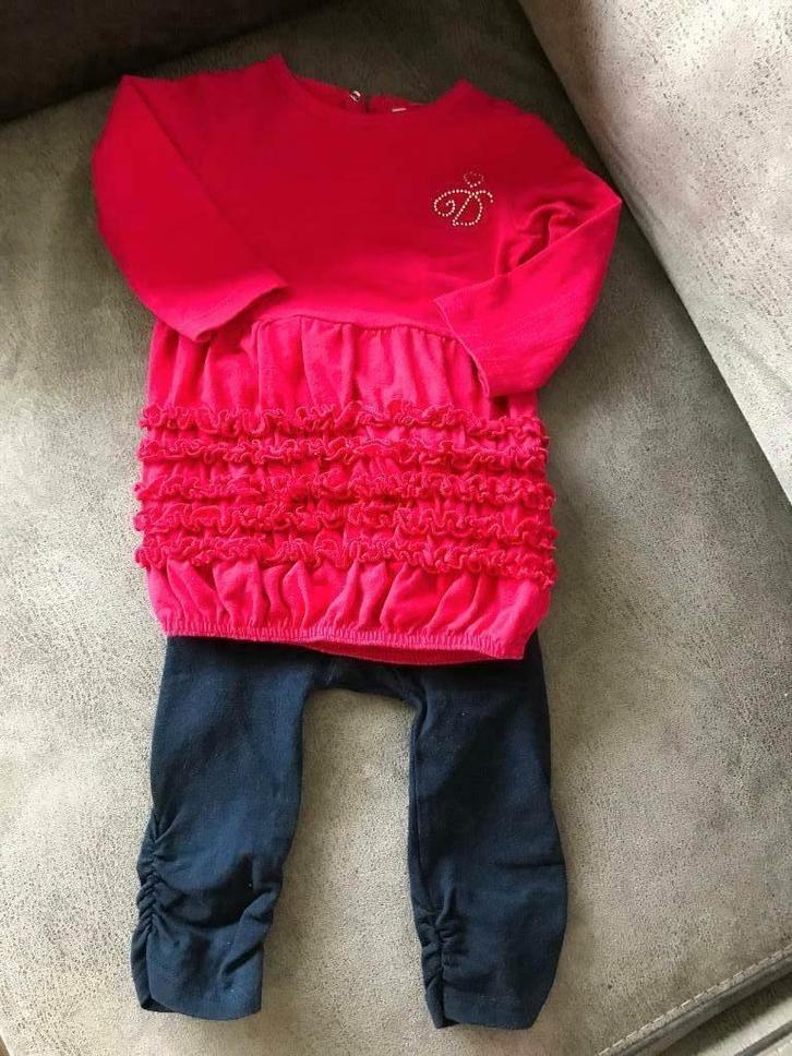 superleuke ZGAN set van Dirkje Jurkje & legging maat 74, Kinderen en Baby's, Babykleding | Maat 74, Zo goed als nieuw, Meisje