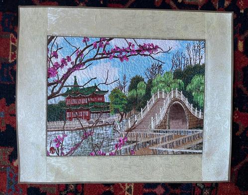 Japanse naaldkunst, zijde, Antiek en Kunst, Kunst | Overige Kunst, Ophalen of Verzenden