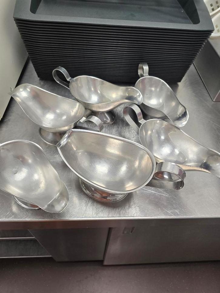 6x Sauskommen / Juskommen - RVS, Antiek en Kunst, Antiek | Keukenbenodigdheden, Ophalen of Verzenden