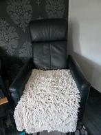 2 leren stoelen en tafeltje, Ophalen, Gebruikt, Twee, Zwart