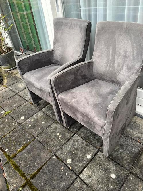 2 antraciet  grijze stoelen met wieltjes, Huis en Inrichting, Stoelen, Twee, Stof, Grijs, Ophalen of Verzenden