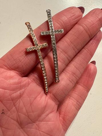 16 stuks kruis tussenzetsel zilver en rose goud rhinestone beschikbaar voor biedingen